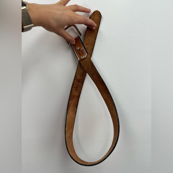 Vintage Western Brown Tooled Leather Belt Made in Mexico Hand Painted Size M - Picture 11 of 12